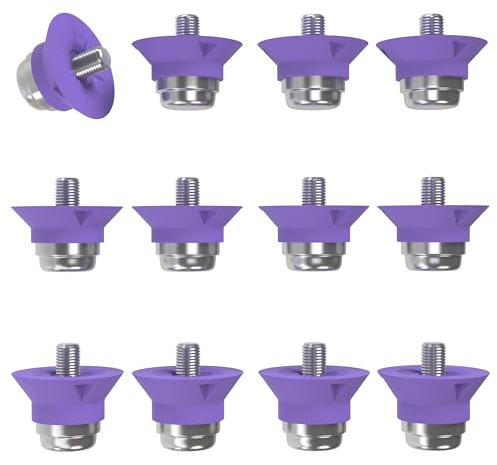 55 Sport World Cup Metal-Tipped Replacement Football Studs - 12 Pack (13/16mm) - Purple