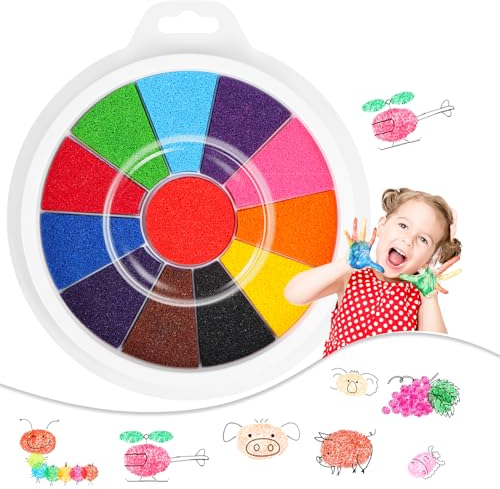 Stempelkissen Kinder,12 Fingerstempelfarbe, Fingerabdruck Set Kinder,Fingerstempeln, Stempelkissen Bunt Für DIY Malerei Und Bastelarbeiten, Stoffmalerei, Schule, Kreative Aktivitäten