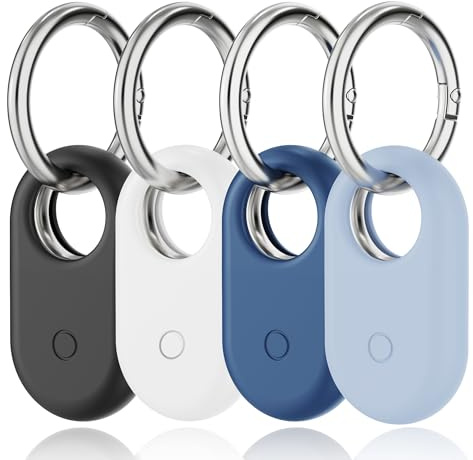 SPOMOX [4er-Pack Silikonhülle für Samsung SmartTag2 mit Galaxy Smart Tag 2-Schlüsselanhänger – rundum stoßfest, Kratzfeste Abdeckung für Rucksäcke, Autoschlüssel, Gepäck, Hundehalsbänder
