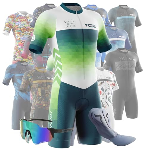 Herren Pro Fahrrad Skinsuit Kurzarm,Triathlon Anzug Herren Triathlon Tri Short Trisuit Einteiler für Wettkampf Run, Cycle,Swim,Strumpfhosen (Typ-10,XL)