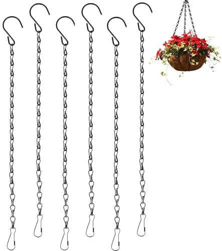 Chenyoyangfen 6 Pcs Black Hanging Chains Garden Chain And Lndoor Outdoor Decorative Chain for Hanging Baskets for Bird Feeders,Planters,Lanterns And Ornaments Chains for Hanging Baskets Black Chain