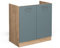 Vicco Spülenunterschrank R-Line, Blau-Grau/Goldkraft Eiche, 80 cm, AP Eiche