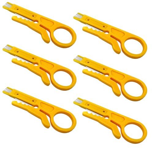 6 Pcs Mini Wire Stripper Tool, Small Wire Strippers, Mini Cable Stripper, Network Cable Cutter, Punch Down Tool, Network Wire Stripper, for RJ45/Cat5/Cat6 Data Lines Telephone Computer UTP Cable