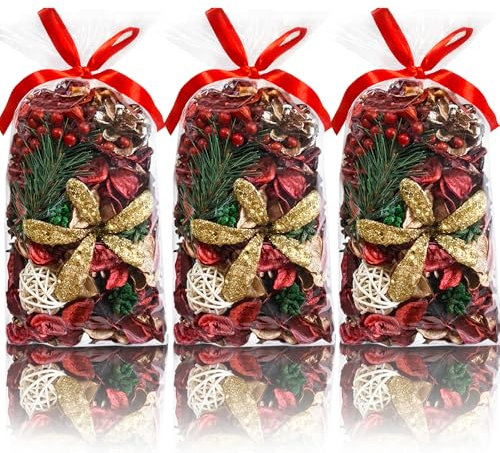 AlaTyche Potpourri-Schüsselfüller mit Zimt-Apfelduft, 590 ml (3 Beutel), getrocknete Blumen, Raumduft, Vasenfüller