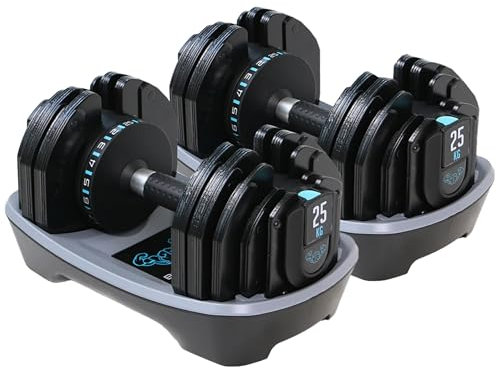 BRAINGAIN 18-in-1 Adjustable Dumbbells Set 25kg Pair | Space-Saving Dumbbell for Home Gym Workouts | 18 Dumbbells in One | Smart Click Technology | Best in Class, Durable Performance