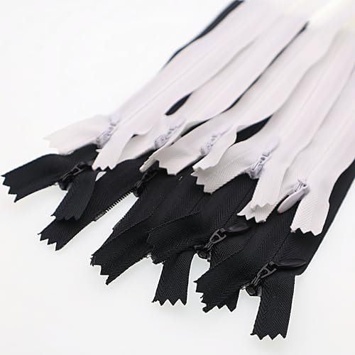 35cm/14Inch Nylon Unsichtbar Reißverschlüsse, geschlossener versteckte Reißverschluss für handgefertigte, spezieller Set für Schneider, Nähmaschinenbediener und Handwerker (5Weiß 5Schwarz)
