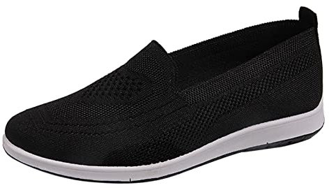 Mocassin Femme Cuir Femme Confortable Pied Large Femmes Chaussures décontractées Mode Simple Couleur Unie Printemps et été Nouveau modèle Plat Mocassins Femme Chaussure Plate Femme (Black, 40)