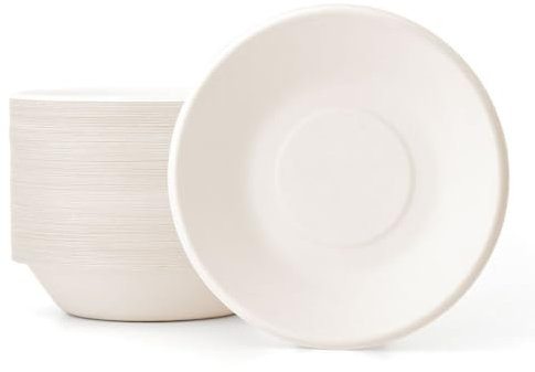 marketcaffe Set di 200 Piatti Fondi in Polpa di Cellulosa Biodegradabili e Compostabili - Eco-Friendly e Resistenti, Ideali per Eventi e Feste, 100% Biodegradabili - 18 CM