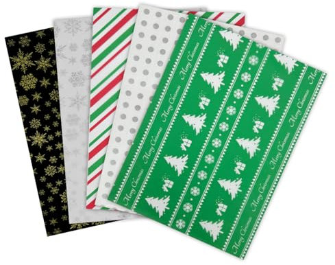 25 Blatt Weihnachtsseidenpapier, 50 x 35 cm, recycelbares Geschenkpapier für Geschenkdekorationen (Schneeflocke)