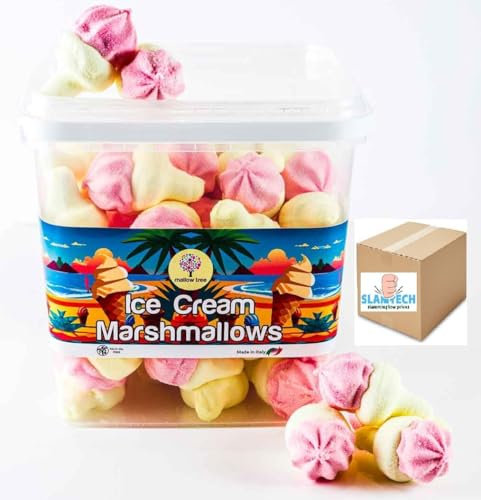 Mallow Tree 3D Ice Cream Marshmallows Vanilla Flavour Soft Fluffy BBQ Pack 1kg Boxed Slamtech