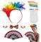 Znnhnn Regenbogen Kostüm Zubehör,Bunt Feder Stirnband,Regenbogen Schminkstift,Regenbogen-Ohrringe mit Quaste,Regenbogen Band, Für Regenbogen Party, Karneval, Mottoparty