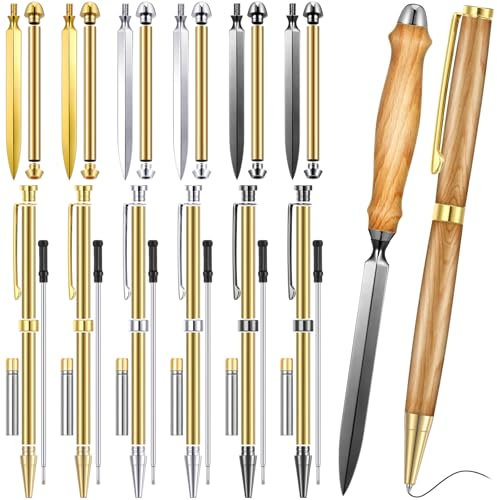 Leriton 6 Set Letter Opener Kit and Pen Kits for Woodturning Project 7mm DIY Envelope Slitter Paper Mail Opener Tool Knives Turning Mens Crafts Holiday Gifts Making Supplies