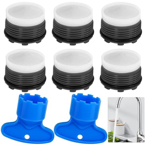 6 Pezzi Aeratore Rubinetto M24, Filtri Rubinetto con 2 Chiave Aeratore Rubinetto, Rompigetto Rubinetto Cucina Plastica, M24 Filtri Rubinetti Lavandino (M2 4)
