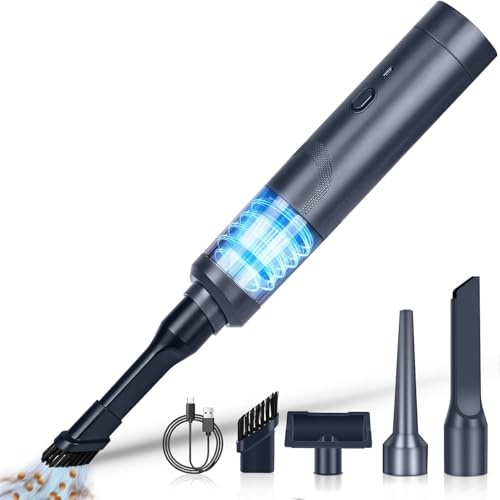 Uadme Mini Aspiradora de Mano Potente sin Cable Coche 5000PA, Negro | 90W Hand Vacuum Cleaner, USB-C Recargable, Silencioso para Pelo de Mascotas, Coche, Hogar, Oficina