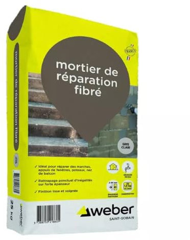 Weber - Mortero de reparación de fibra para hormigón (25 kg)