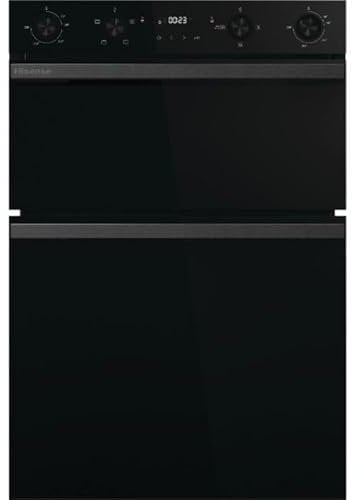 Hisense Built-in Electric Double Oven, Black, 88.5 x 59.5 x 57.5 cm, LED Display, Touch and Rotary Controls, A/A Energy Rating