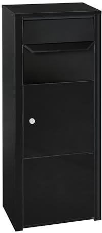 MEFA by Renz Rowan 471 Paketkasten – Sicherer Standbriefkasten in Tiefschwarz (RAL 9005) – Paketbriefkasten aus verzinktem Stahl – Wetterfest 471100M