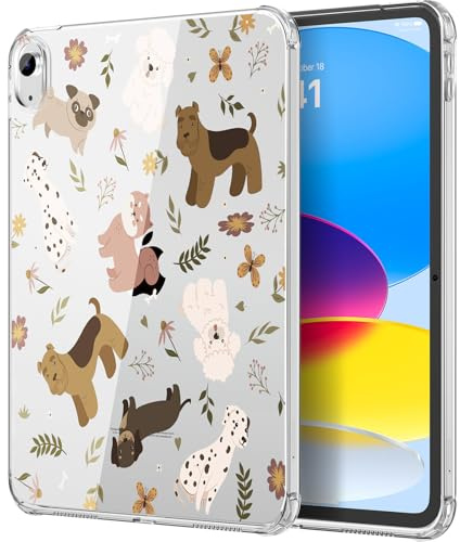 MoKo Clear Case for iPad (A16) 11th Generation 2025 11-inch/10th Generation 2022 10.9 inch, Lightweight Soft TPU, Anti-Scratch Ultra Slim Tablet Cover, Shockproof Impact Resistant, Happy Puppy