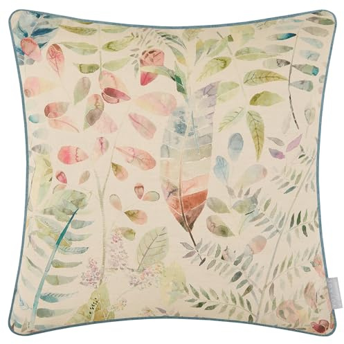 Voyage Maison Kenton Feather Filled Cushion – Hand-Painted Watercolour Floral Cotton Blend (Pomegranate - 50x50cm)