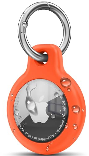 Wanme Airtag Porte Clé, Étuis pour Apple AirTag Coque, Protection Résistante à Scratch, Couvercle étanche, Maisons AirTag avec Couvercle Avant (Orange)