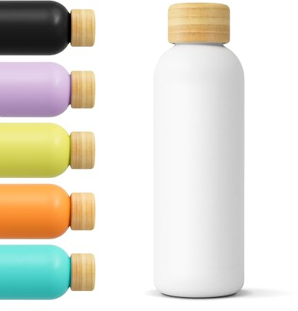 PULSENOVA Botella agua acero inoxidable 500ml sin BPA- Doble aislamiento térmico - Bebidas frías 24h calientes 12 horas - Ecologica y Saludable - Botella térmica Niños, Senderismo, Gimansio (BLANCO)