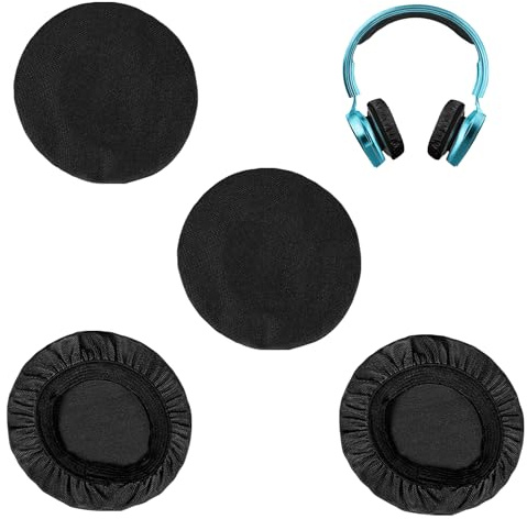 Housse Casque Audio, 2 Paire Housse Protection Casque Audio pour Coussinets de 9 à 11 CM, Coussinets d'oreilles Noir Extensibles Lavables pour Gym Entraînement Aviation Course de Jeu