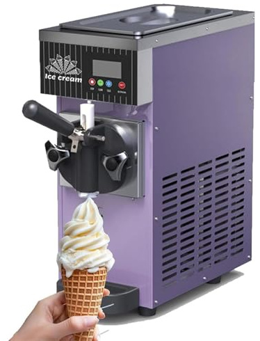 Soft Serve Ice Cream Machine, Automatic Ice Cone Maker, with Led Display & Auto Clean, Built-In Compressor, Makes 4-5kg/H Of Ice Cream, For Restaurants, Dessert Shops