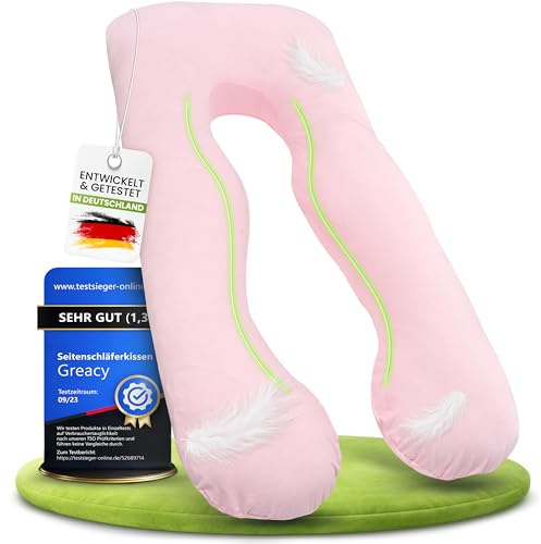 Greacy Seitenschläferkissen mit Bezug [waschbar - Flexible Füllung] Stillkissen XXL | Pregnancy Pillow | Kissen Schwangerschaft | Body Pillow | Schlafkissen | Schwangerschaftskissen (Flamingo)