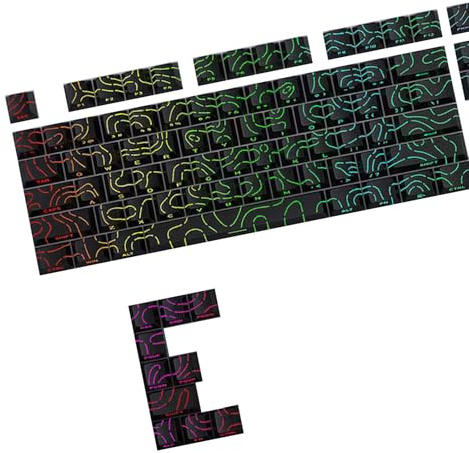 KHZen 97Key Side Printed Keycaps Professional Contouring Line Original Height for 61 64 68 75 84 Mechanical Keyboards Side Printed Keycaps