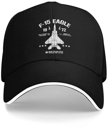YMJDHNQVL F-15 Eagle Strike Fighter Jet US Sandwich Baseballkappe Vintage-Militärflugzeuge Unisex verstellbare Sonnenkappe Sportmütze