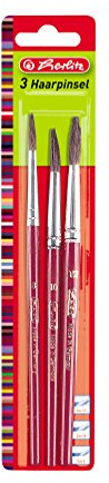 Herlitz Haarpinsel, Stärke: 8, 10 und 12, 3 Stück, holz lackiert/metallzwinge