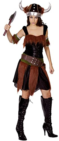 Bristol Novelty AC883 Viking Man Costume set | For Women | Multicolor Lady, Brown, Size 10-14 Halloween