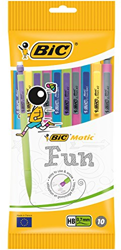 BIC Matic Fun Porte-Mines 0,7 mm HB - Couleurs Assorties, Pochette de 10