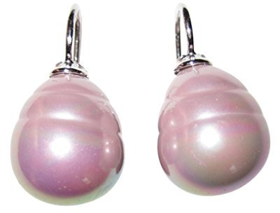 Perlen-Ohrringe alt-rosa Ohr-Hänger Barockglas-Perle Bügel Sterling-Silber 925-er Designer Heide Heinzendorff klassisch elegant stilvoll Party Hochzeit