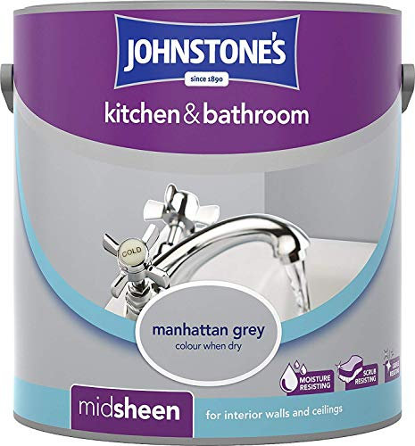 Johnstone's 307064 2.5 Litre Kitchen and Bathroom Emulsion Paint - Manhattan Grey