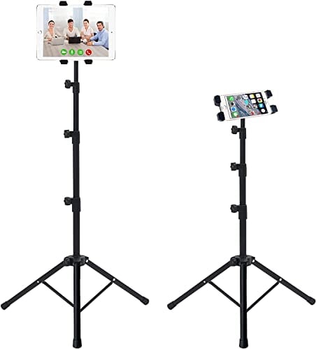 Supporto per treppiede per iPad, supporto per tablet regolabile in altezza, supporto per tablet con supporto per treppiede rotante a 360° per iPad e altri tablet da 5.5-12.9