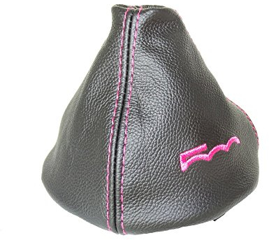 Schaltsack + Kunststoffrahmen schwarzes Leder 500 rosa Stickerei