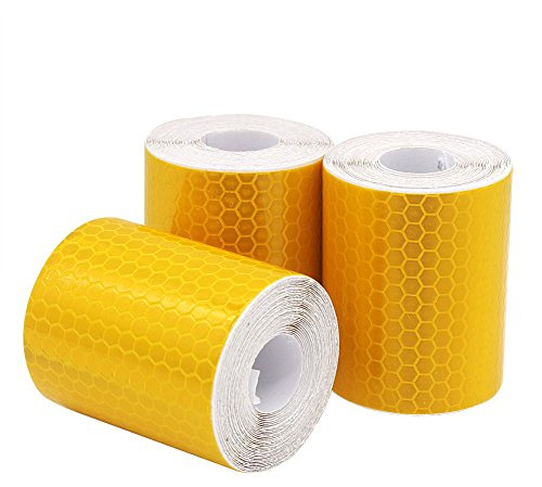 DEHAO Ruban réflecteur 3 rouleaux de 5 cm x 300 cm Ruban adhésif pour marquage de sécurité Ruban adhésif d'alerte de sécurité (or)