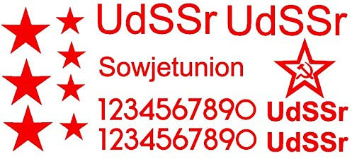 generisch Modellbau Aufkleber 1/10 UDSSR KV1 T34 Russland WWII RC Modellbau (56/11) (rot matt)