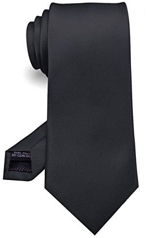 RBOCOTT Silk Black Tie Business Wedding Formal Necktie for Men (Black)