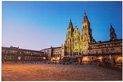 JANDEI - Dekoratives Bild mit LEDs (verschiedenen Bilder) (Kathedrale von Santiago de Compostela 60x40 cm)