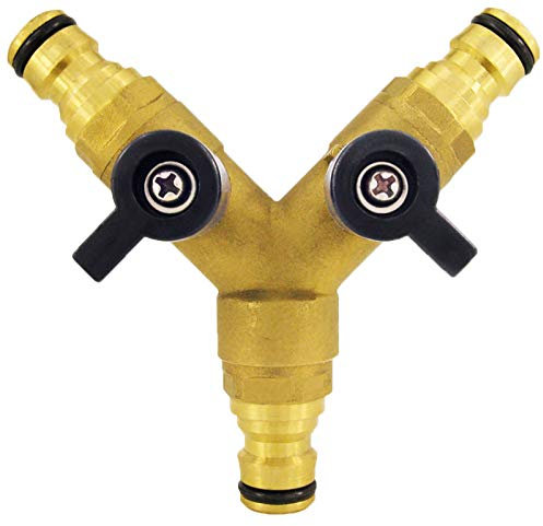 MegaHaustechnik Qualitäts Stecksystem aus Messing für Gartenschlauch Kupplung Stecker passend Easy klick Gardena | alle Ausführungen einfach auswählen >>> Y Verteiler absperrbar mit Stecker