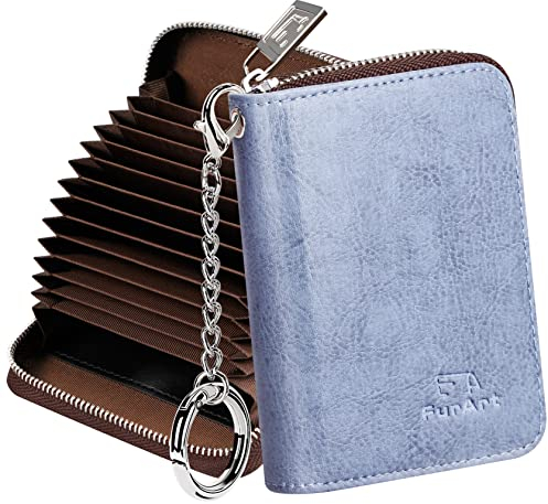 FurArt Porta Carte Credito, Cerniera Portafoglio Carta di Credito, Blocco RFID Porta Tessere per Donna e Uomo