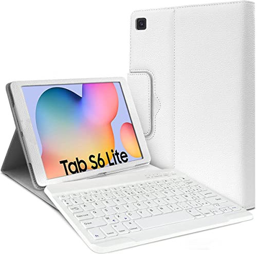 Karylax - Housse Étui de Protection Blanc avec Clavier Bluetooth Azerty Français pour Samsung Galaxy Tab S6 Lite 10,4 2022/2020, (SM-P613/P619, SM-P610/P615)