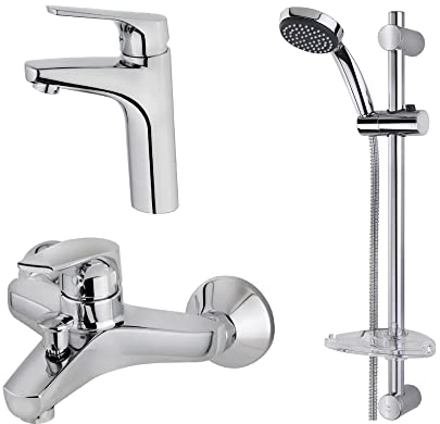 Strohm TEKA – Conjunto de ducha MT PLUS. Incluye grifo de lavabo, termostático de ducha, y set de ducha.