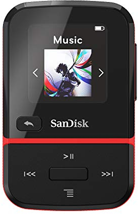 SanDisk Clip Sport Go MP3 Player 32 GB (UKW- Radio, iTunes, 8.000 Musiktitel, LED-Anzeige, Diktiergerät, bis zu 18 Std. Akkulaufzeit) Rot