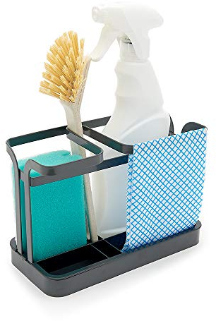 simplywire – Recipiente para fregadero – Organizador de rejilla plana para fregadero de estilo retro – Gris