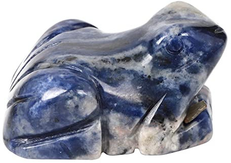 Lovionus89 Sodalith Frosch Kristall Figur, Klein Hand Geschnitzt Tasche Kristall Statue Tier Skulptur 1,5 Zoll