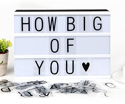 ENUOLI A4 Cinema Light Box Light Letter Box Led Light Box mit 159 Buchstaben Light Sign Box Batterie oder USB betriebene Light Up Letter Board Message Light für Geburtstagsfeiern Festival Decor