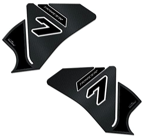 Resin Bike Adesivi Moto Compatibile con Yamaha Tracer 7 2021. Protezioni Laterali Serbatoio da Urti e Graffi. Coppia Adesivi 3D Resinati - Argento Finitura Effetto Metallizzato